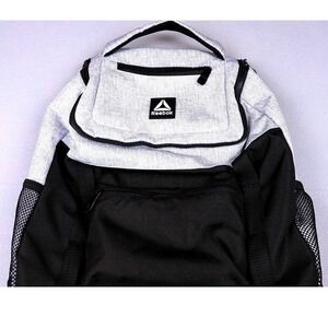 Reebok Backpack Grey Black Colorblock School Travel Laptop Bag Mesh Pockets